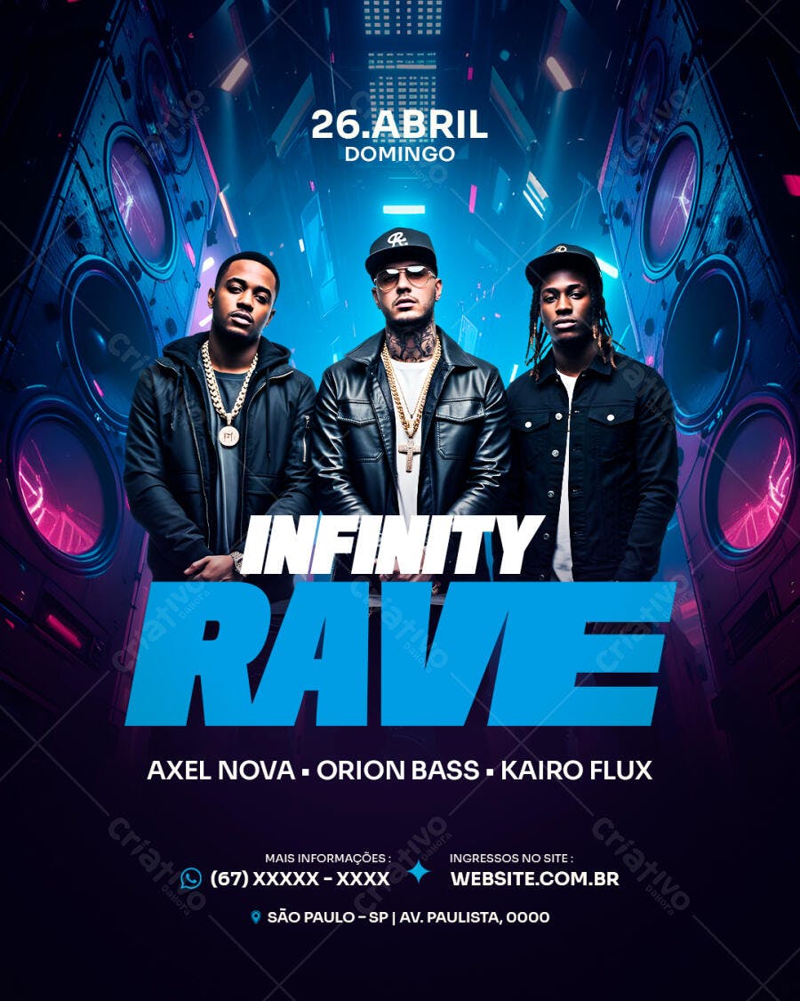Flyer Rave Balada Festa Eletrônica PSD Editável