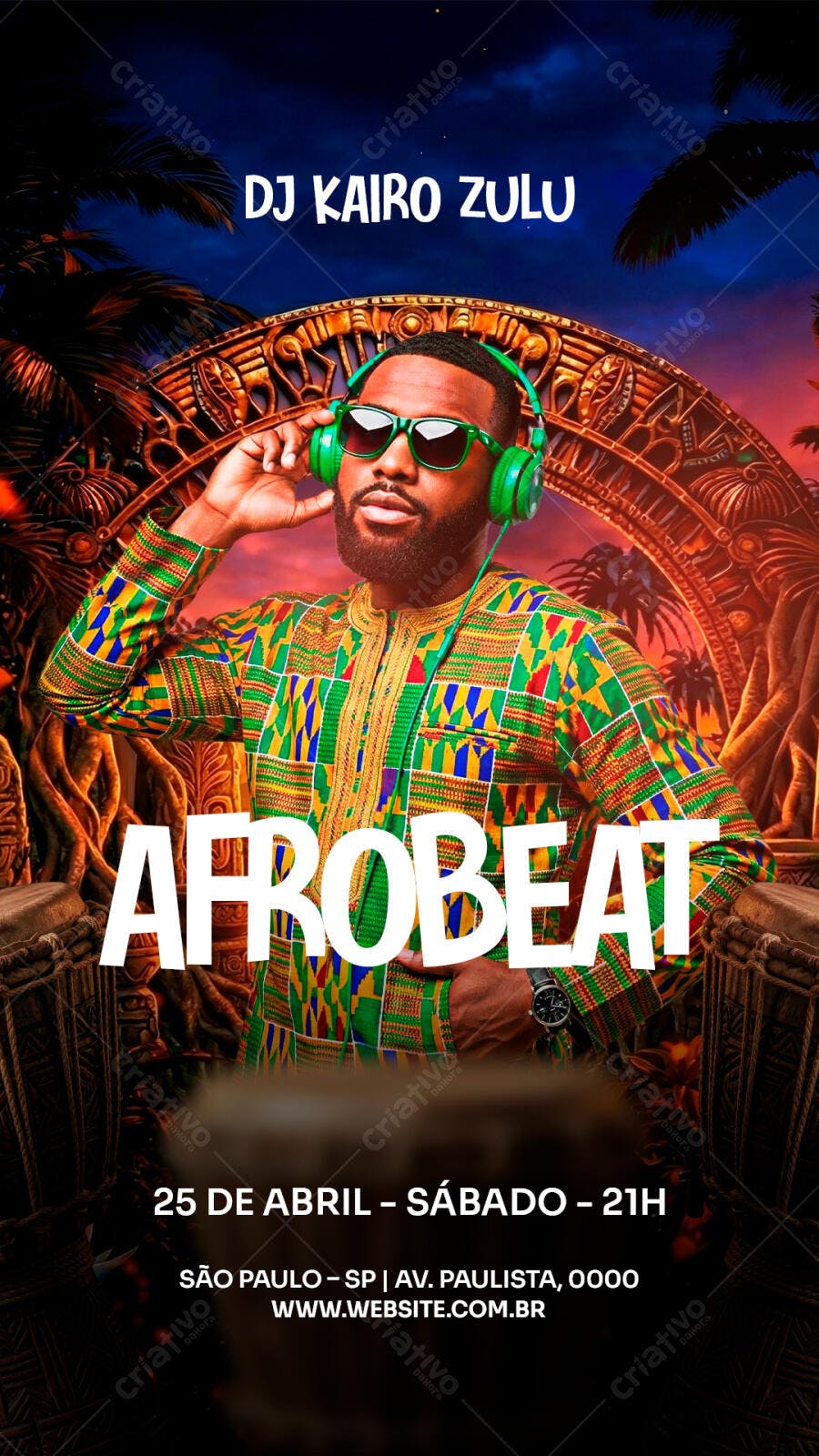 Flyer Afrobeat Festa Balada DJ PSD Editável