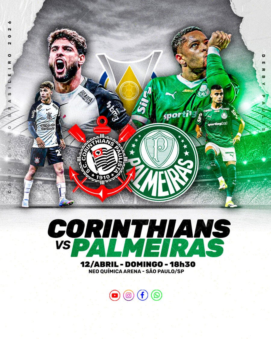 Flyer Corinthians vs Palmeiras Futebol PSD Editável