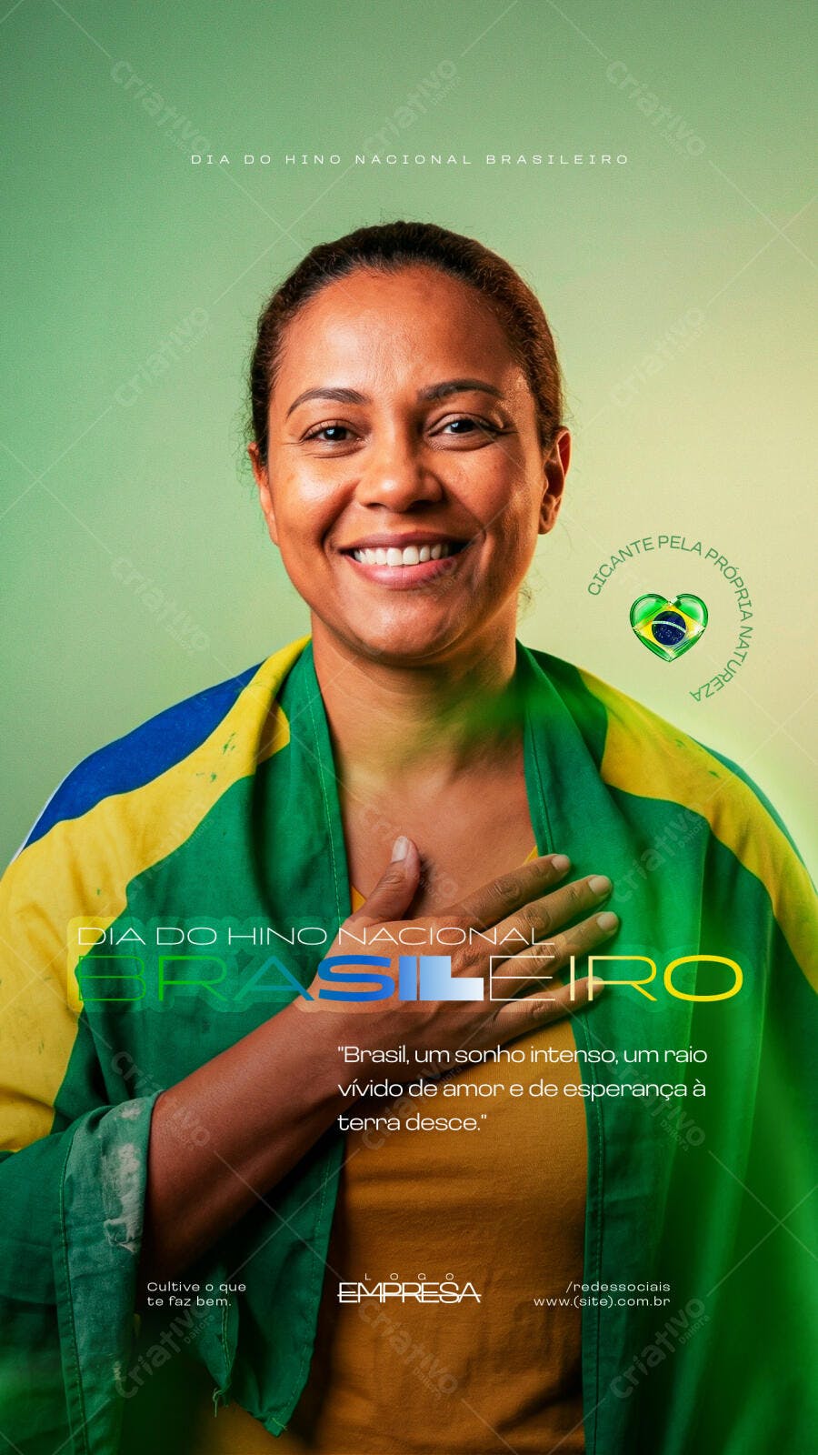 Post Instagram Dia do Hino Nacional Brasileiro PSD Editável