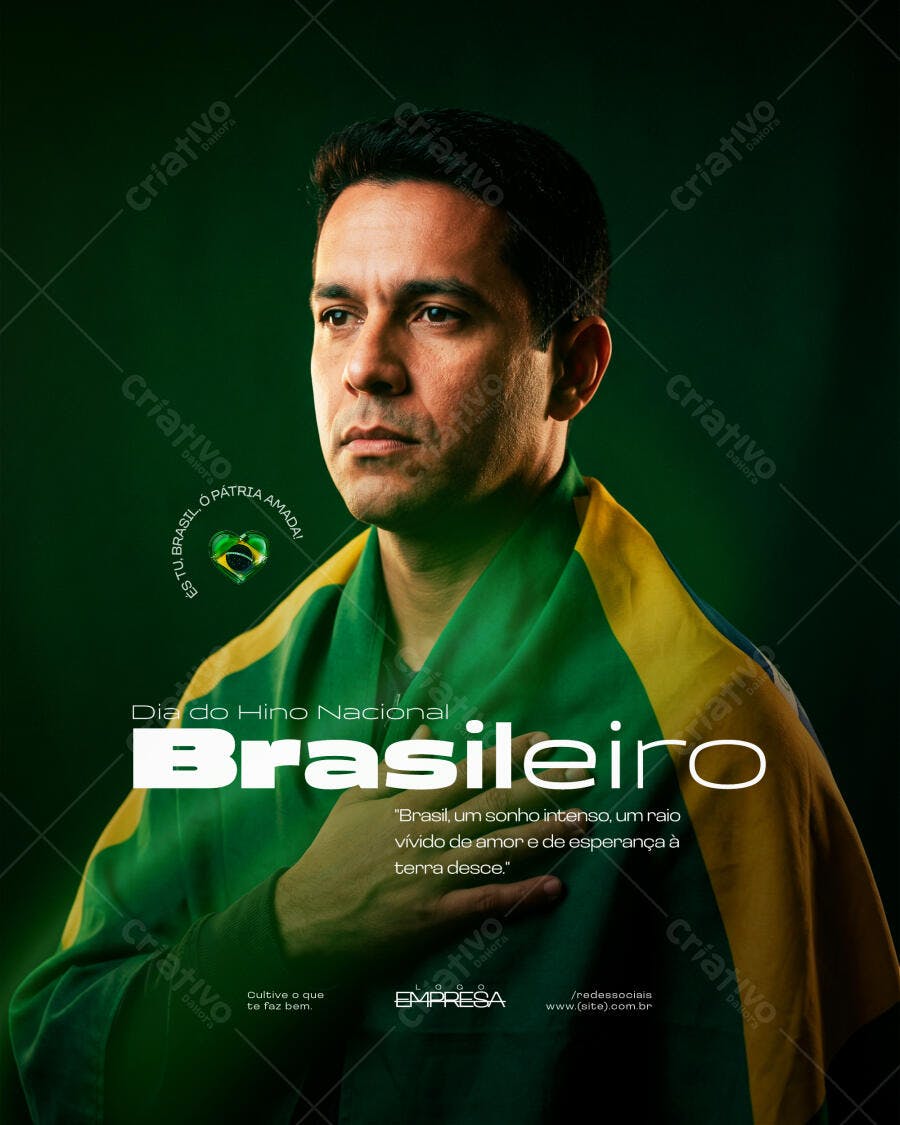 Post Instagram Dia do Hino Nacional Brasileiro PSD Editável