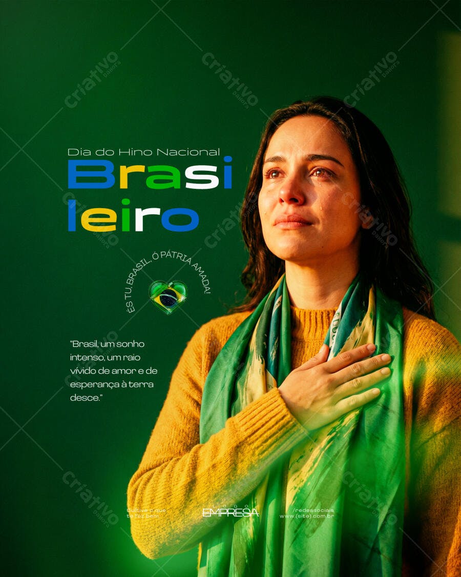 Post Dia do Hino Nacional Brasileiro PSD Editável