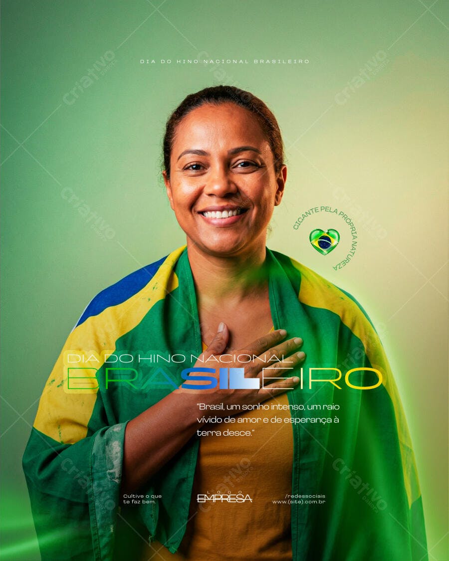 Post Dia do Hino Nacional Brasileiro PSD Editável