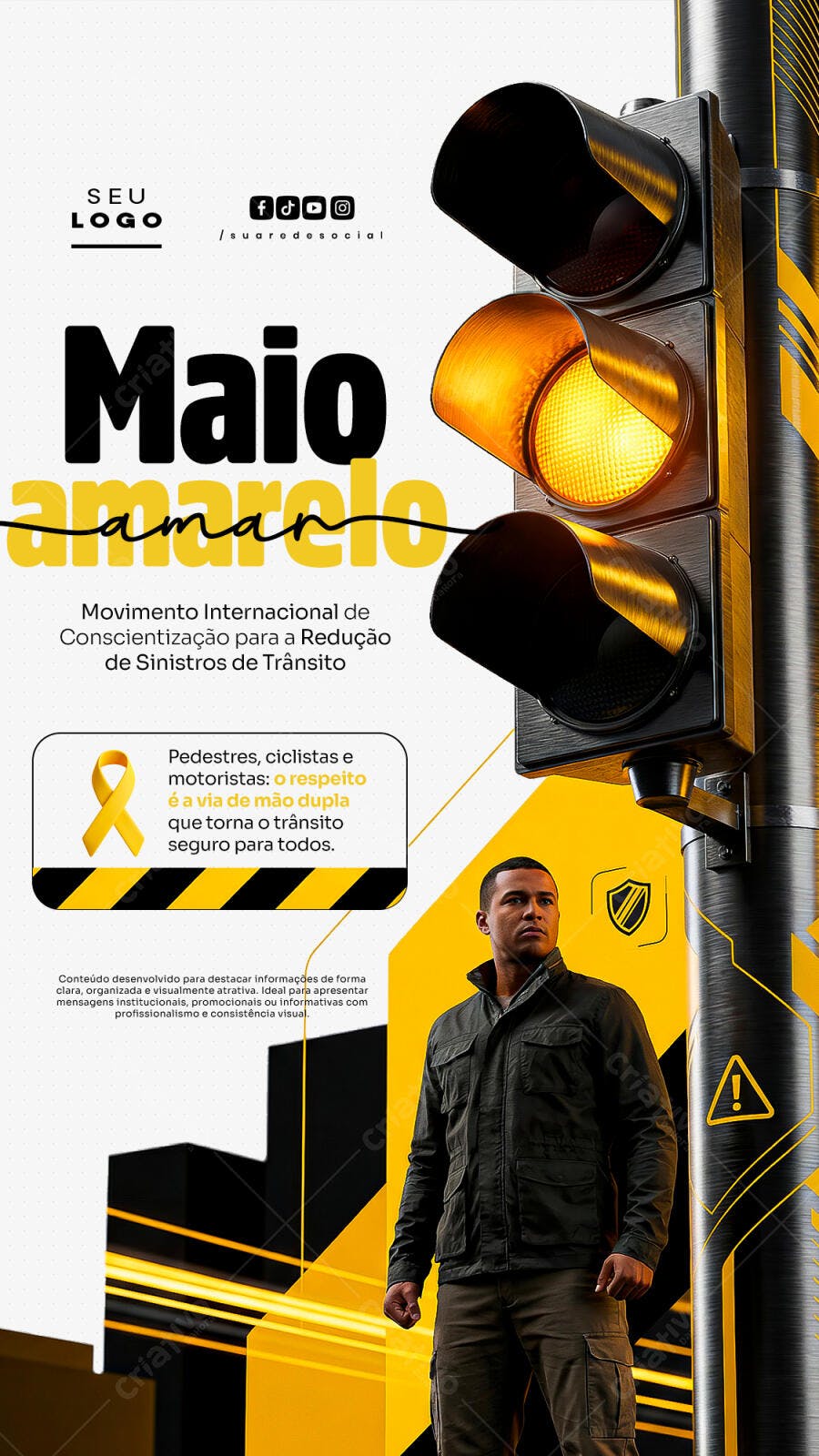 Story Instagram Maio Amarelo Conscientização Trânsito PSD Editável