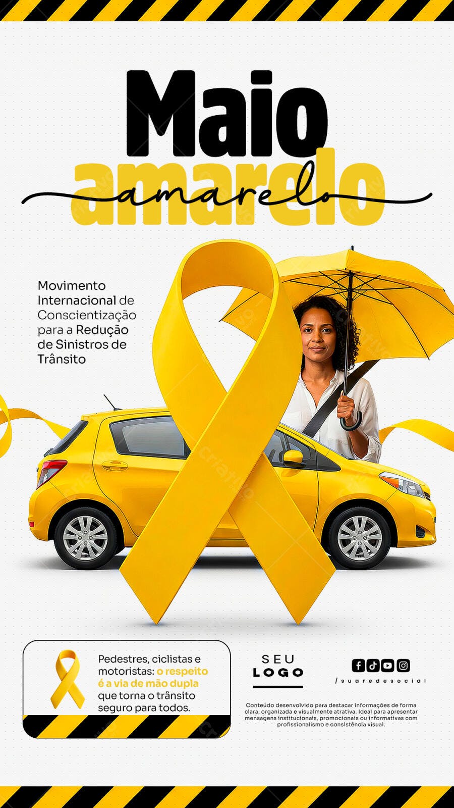 Post Instagram Maio Amarelo Conscientização Trânsito PSD Editável