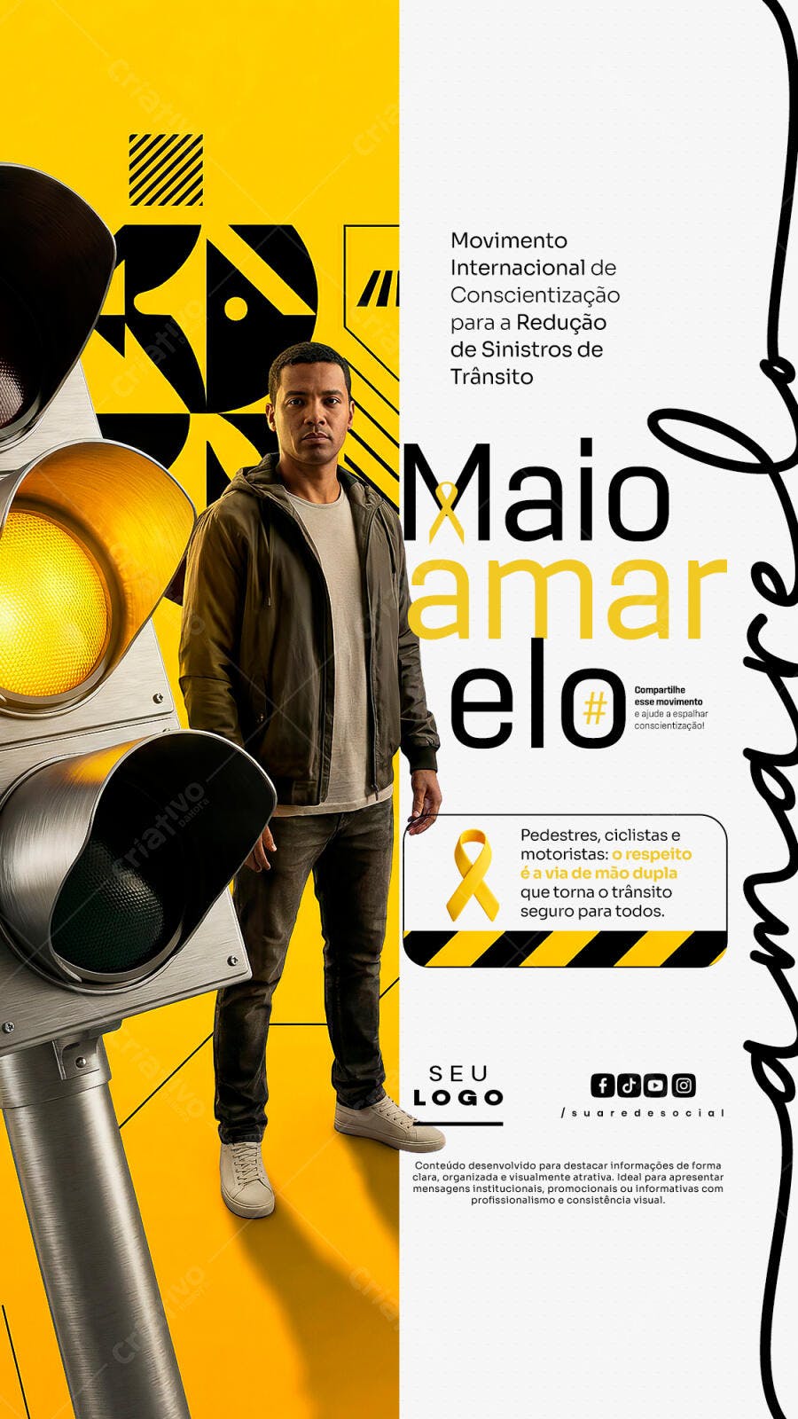 Story Instagram Maio Amarelo Conscientização Trânsito PSD Editável