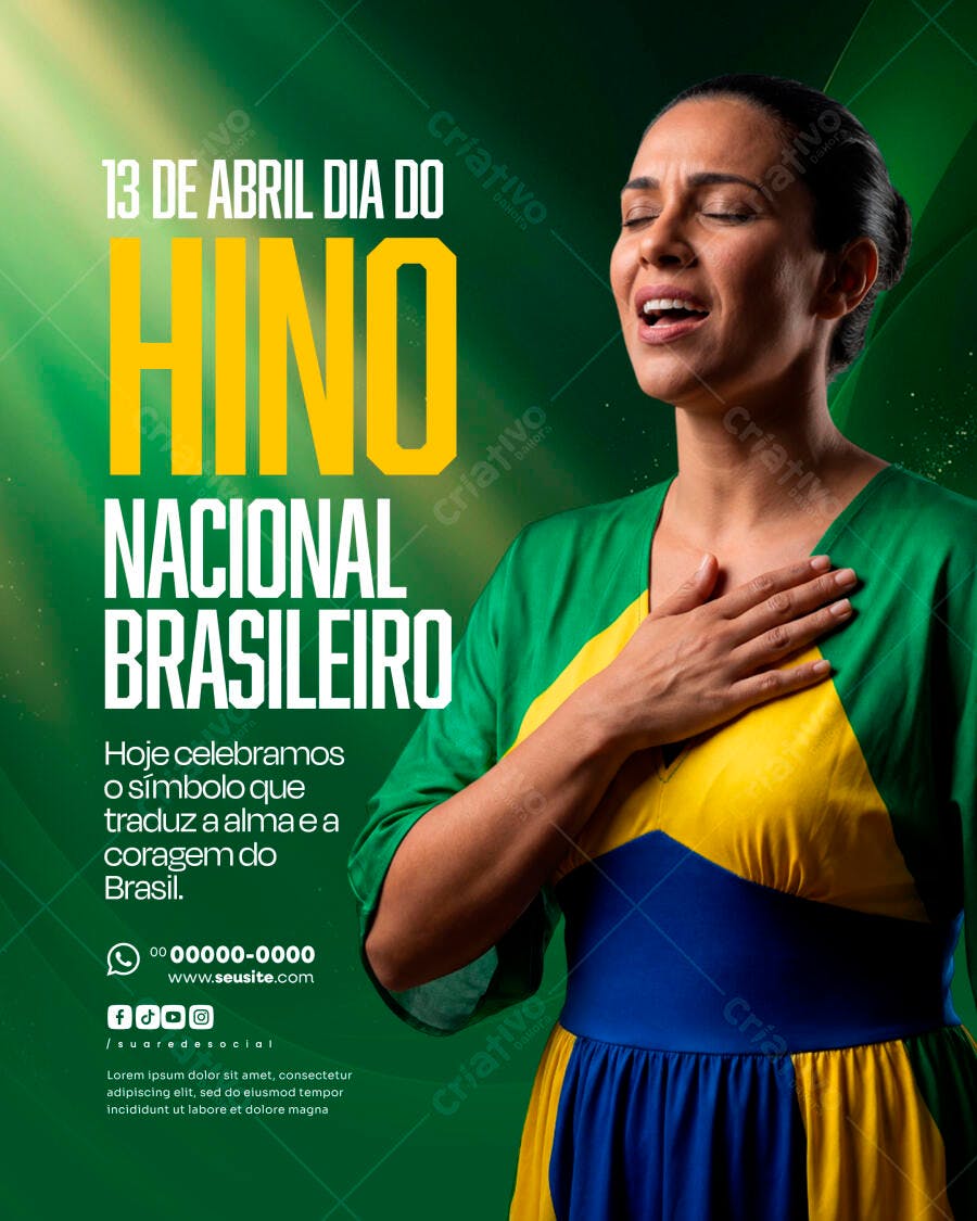 Post Dia do Hino Nacional Brasileiro PSD Editável