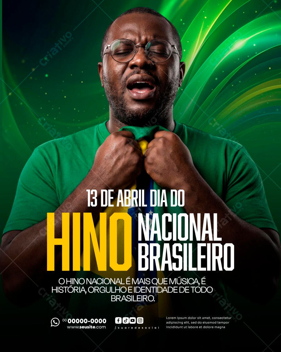 Flyer Dia Nacional do Hino Brasileiro 13 de Abril PSD Editável