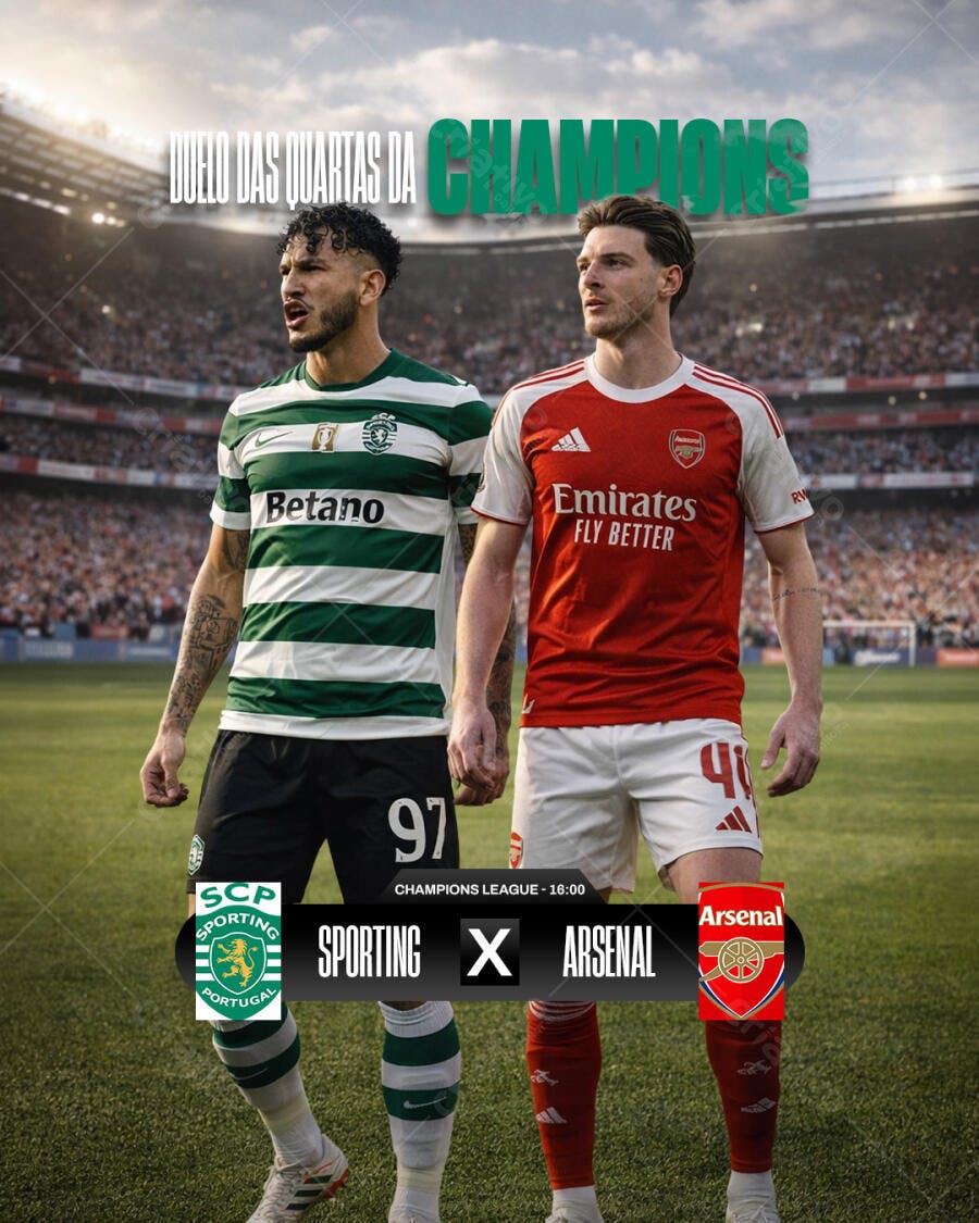 Post Instagram Champions League Sporting x Arsenal PSD Editável