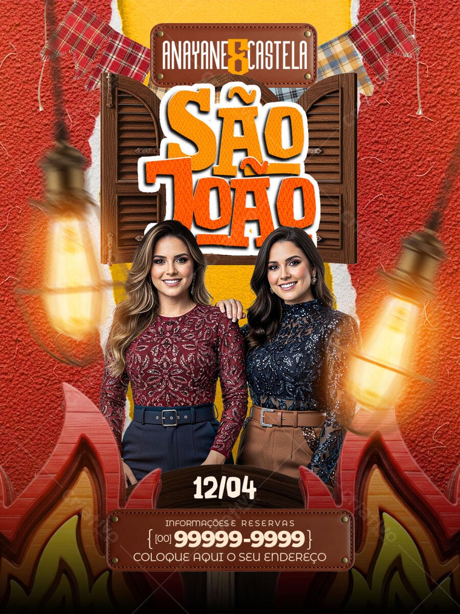 Flyer São João Festa Junina Arraial PSD Editável