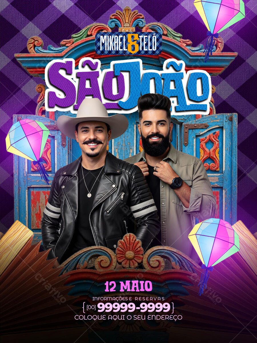 Flyer São João Festa Junina Show Sertanejo PSD Editável