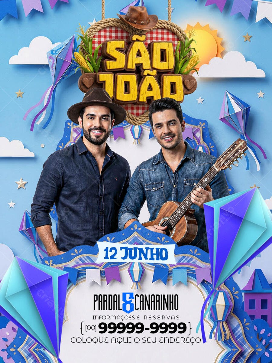 Flyer São João Festa Junina 12 Junho PSD Editável