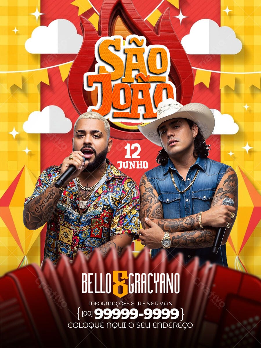 Flyer São João Festa Junina 12 Junho PSD Editável