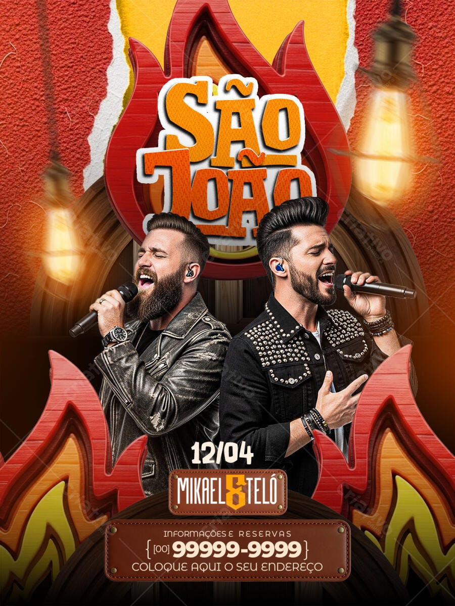 Flyer São João Festa Junina Show Sertanejo PSD Editável