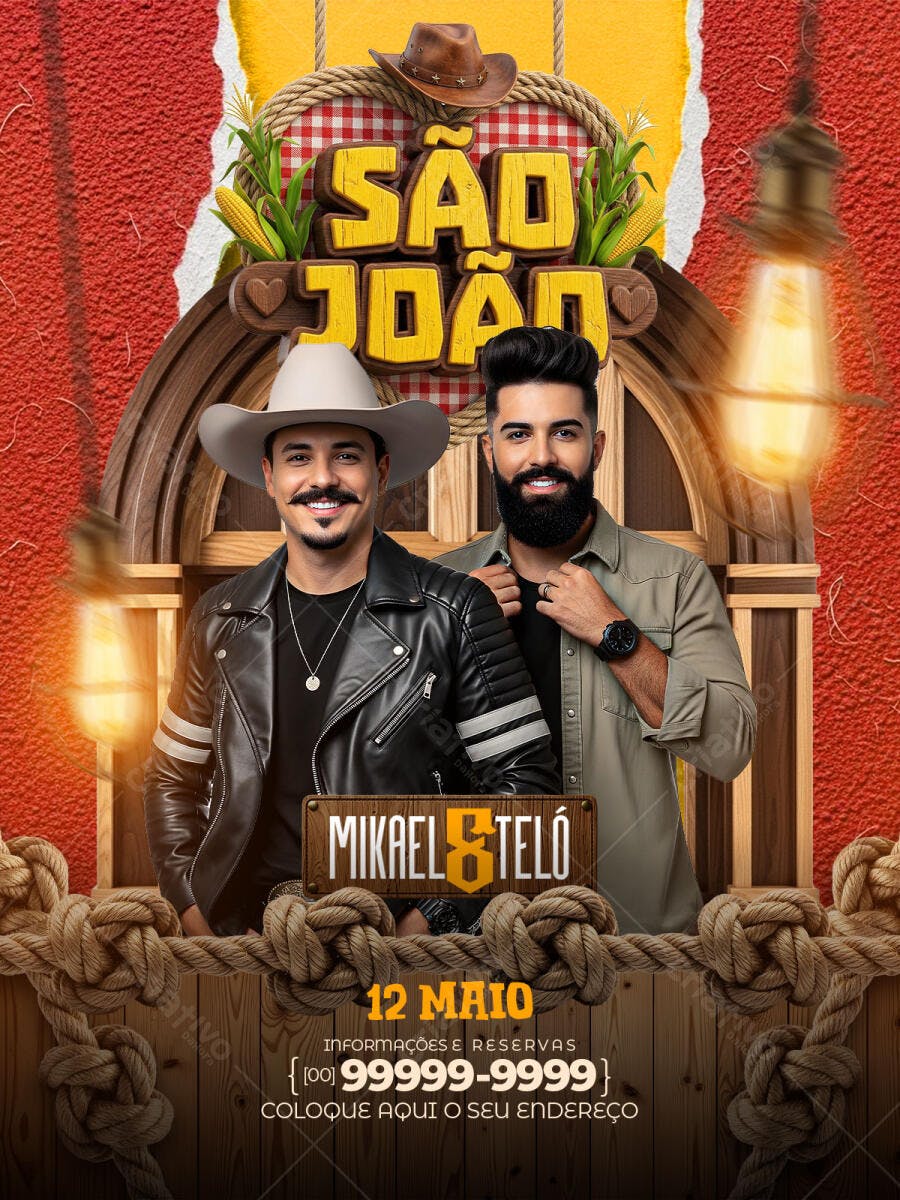 Flyer São João Festa Junina Sertaneja PSD Editável