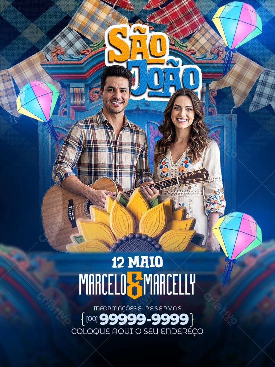 Flyer São João Festa Junina Show Musical PSD Editável