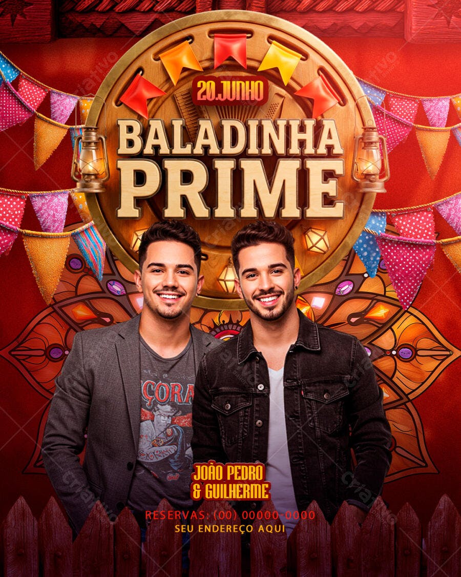 Flyer Festa Junina Baladinha Prime 20 Junho PSD Editável