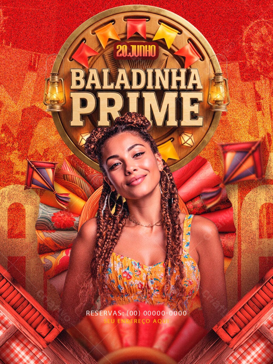 Flyer Festa Junina Baladinha Prime 20 Junho PSD Editável