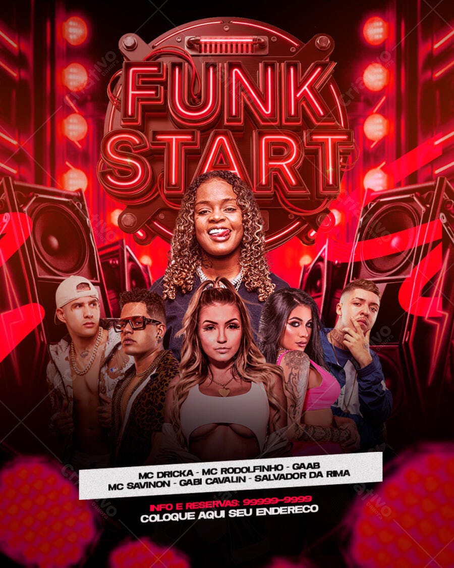Flyer Funk Start Festa Balada PSD Editável