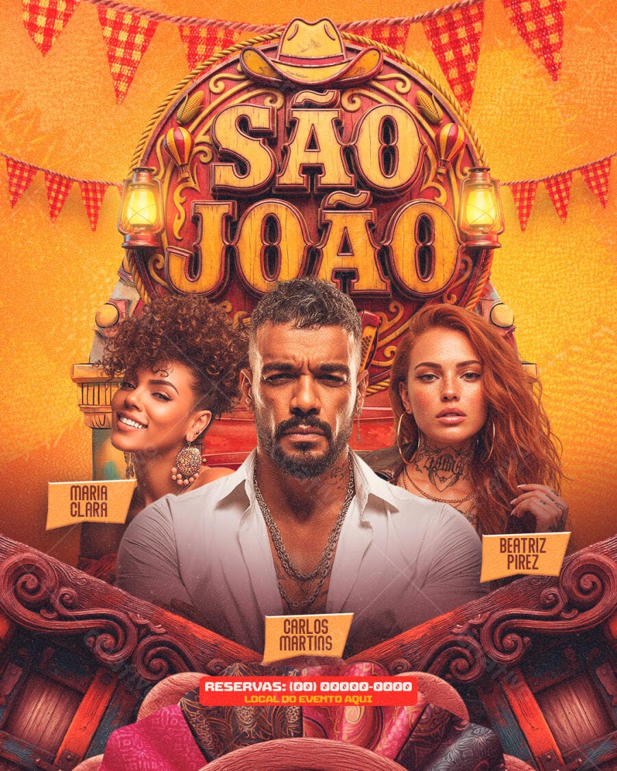 Flyer São João Festa Junina Arraial PSD Editável