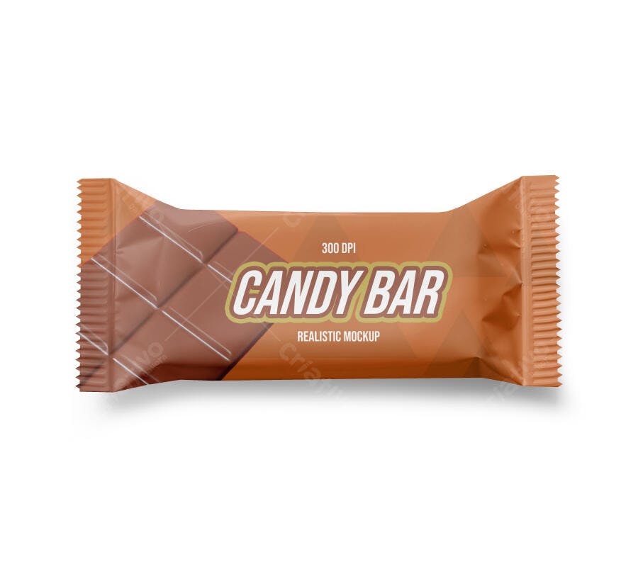 Mockup Embalagem Barra Chocolate Frontal Fundo Branco Editável