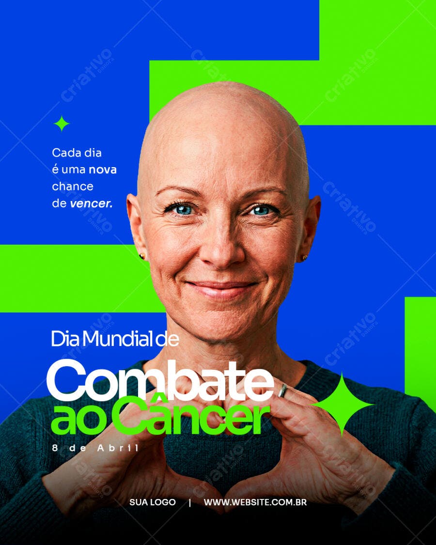 Post Instagram Dia Mundial Combate ao Câncer 8 de Abril PSD Editável