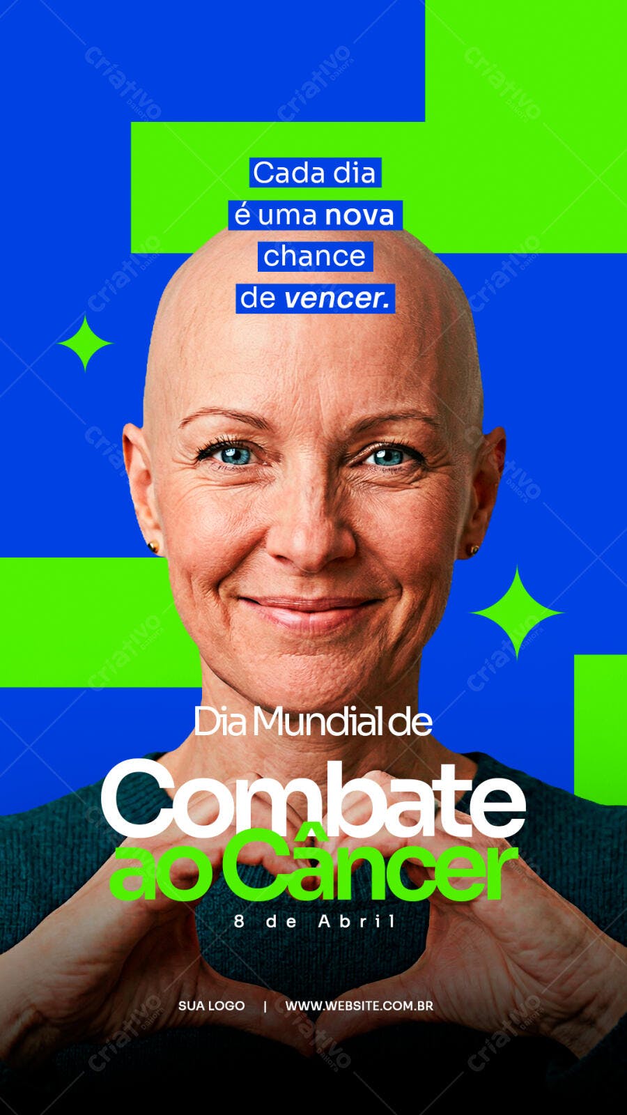Post Instagram Dia Mundial Combate ao Câncer 8 de Abril PSD Editável