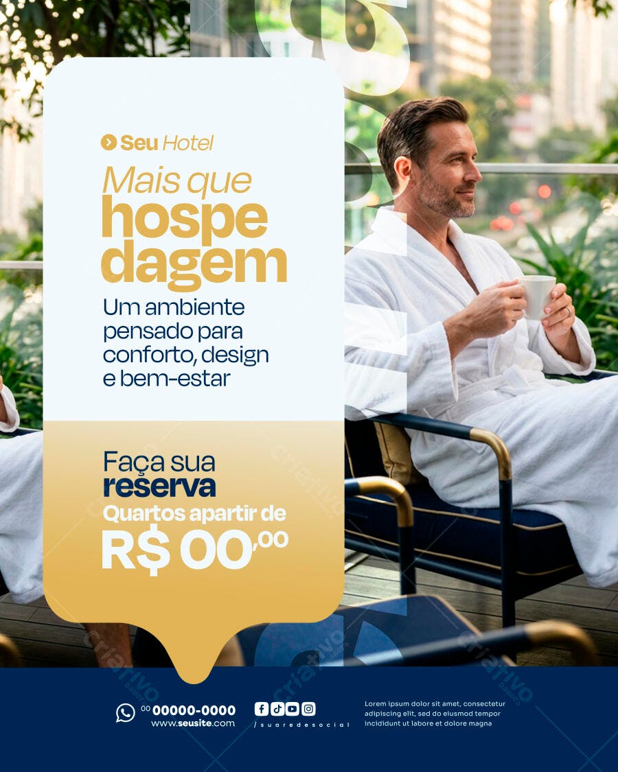 Post Instagram Hotel Hospedagem Luxo PSD Editável