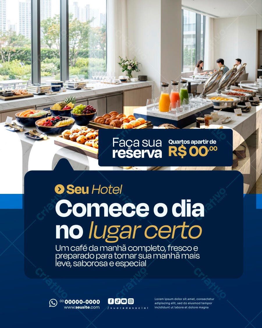 Flyer Café da Manhã Hotel Hospedagem PSD Editável