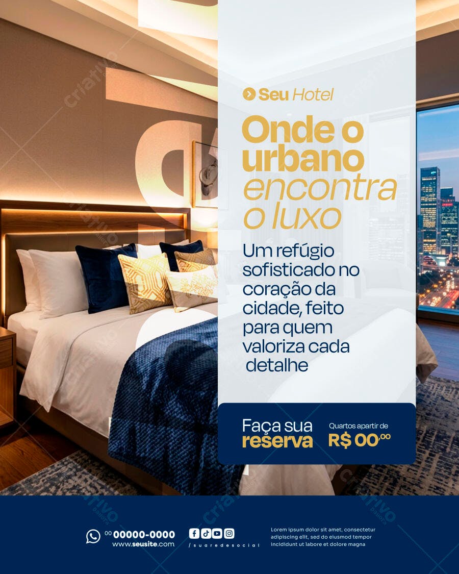 Flyer Hotel Luxo Urbano Hospedagem PSD Editável