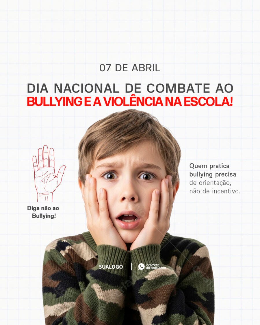 Flyer Dia Nacional de Combate ao Bullying 07 de Abril PSD Editável
