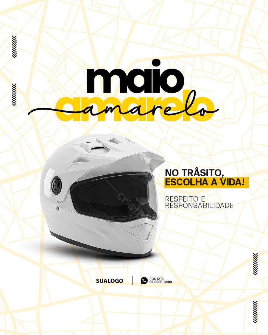 Post Instagram Maio Amarelo Conscientização Trânsito PSD Editável