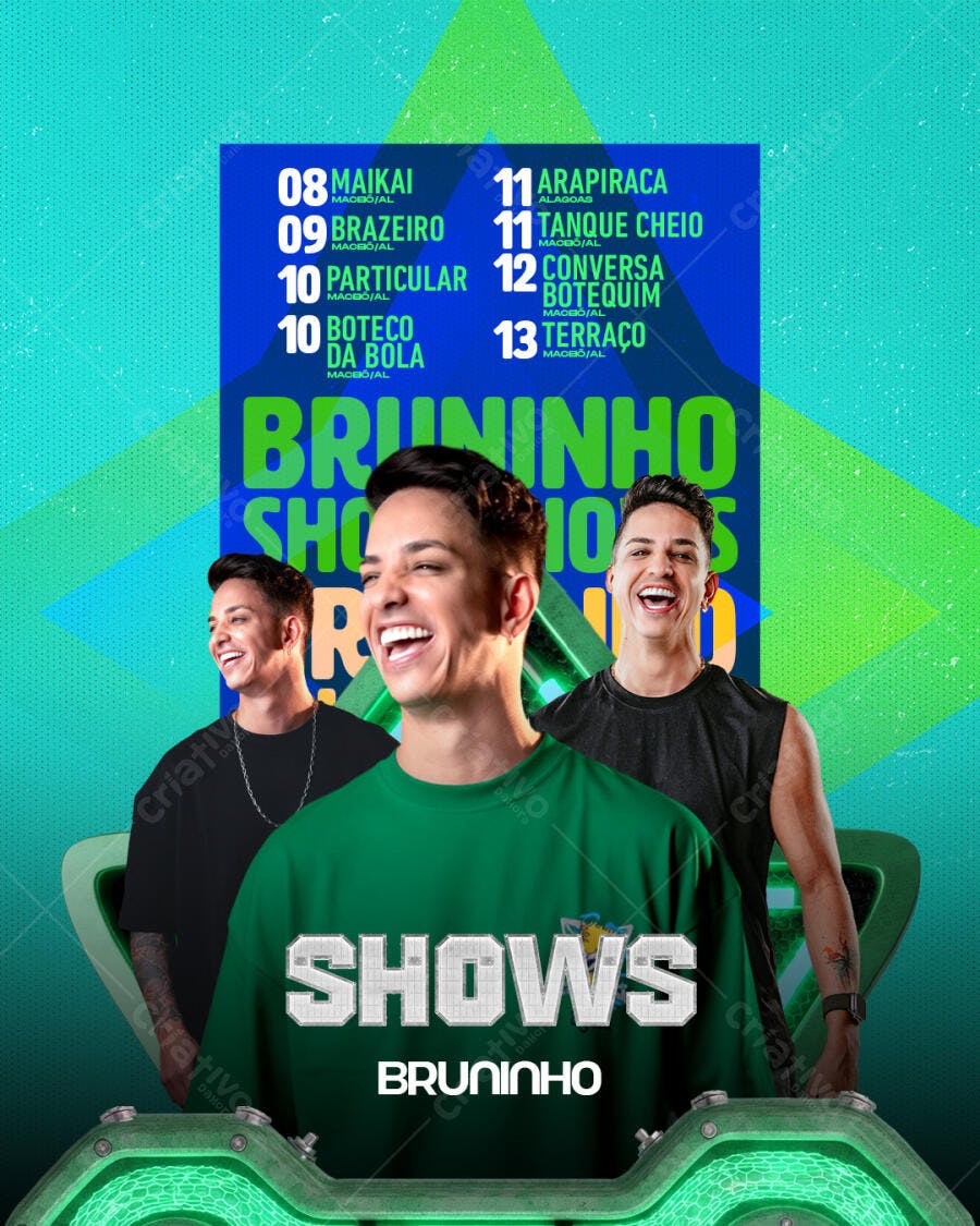 Flyer Shows Bruninho Agenda Eventos PSD Editável