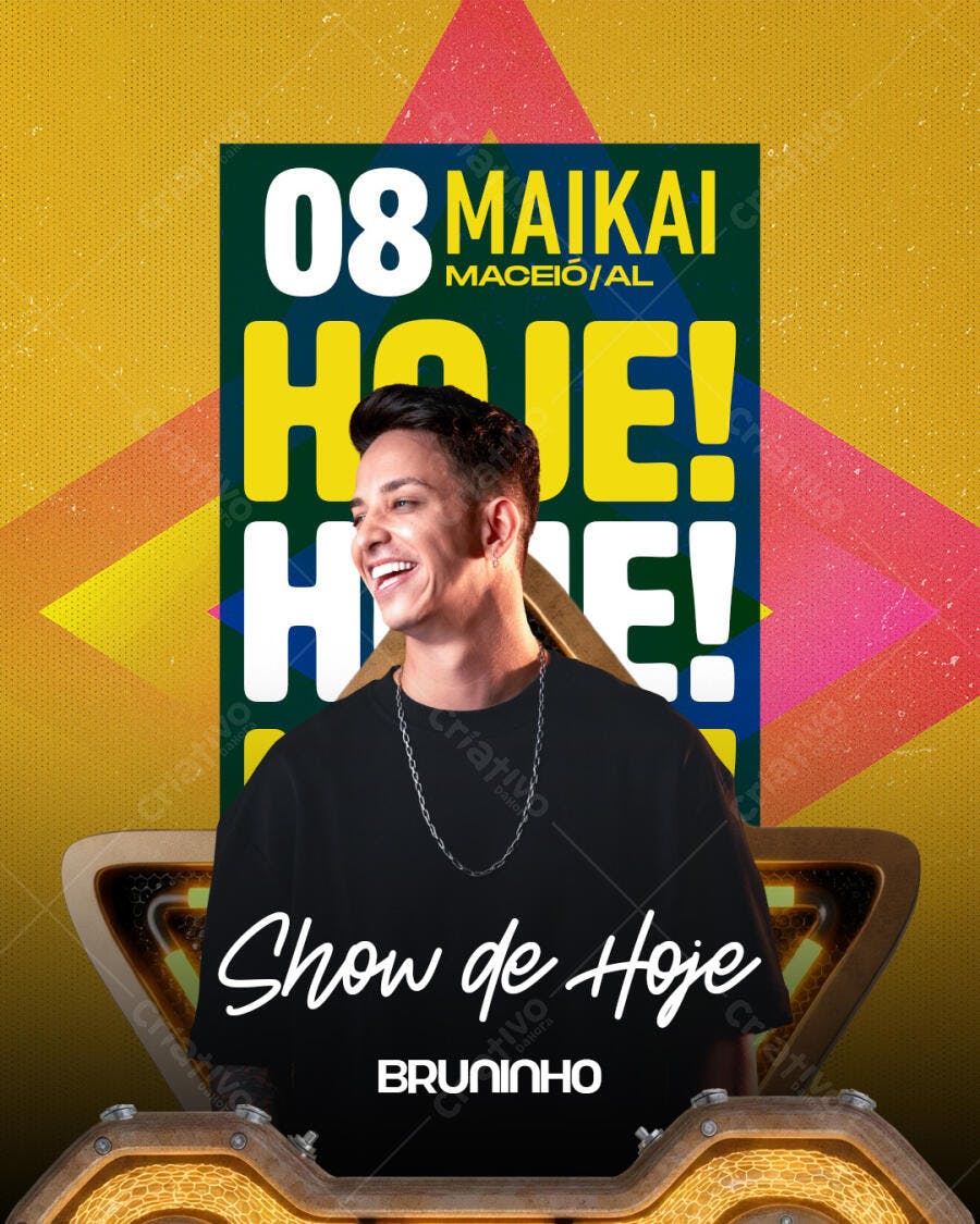 Flyer Show de Hoje Bruninho Maikai Maceió PSD Editável