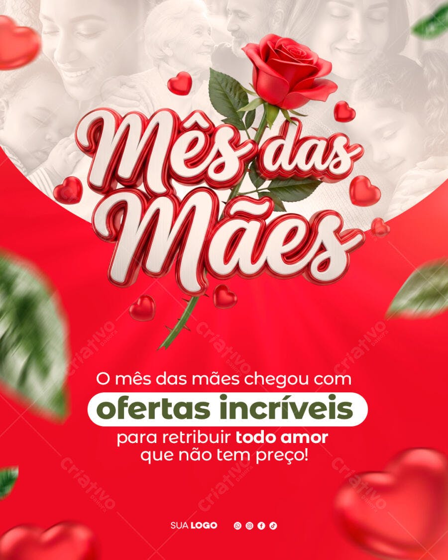 Post Instagram Mês das Mães Ofertas PSD Editável