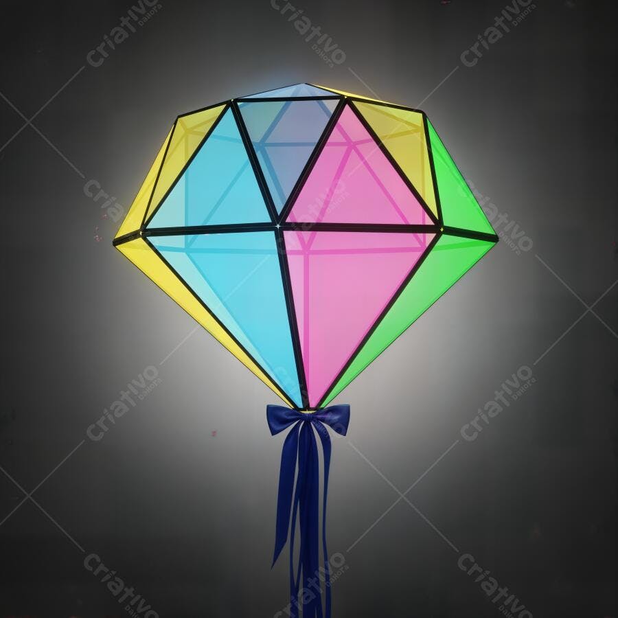 Foto Balão de Festa Junina Diamante Colorido Fundo Escuro