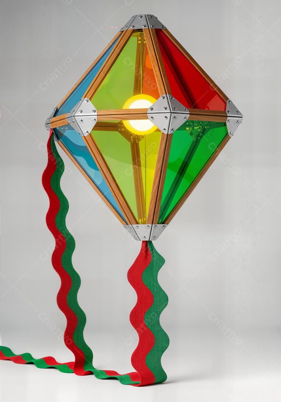 Foto Balão de Festa Junina Colorido com Fitas Decorativas