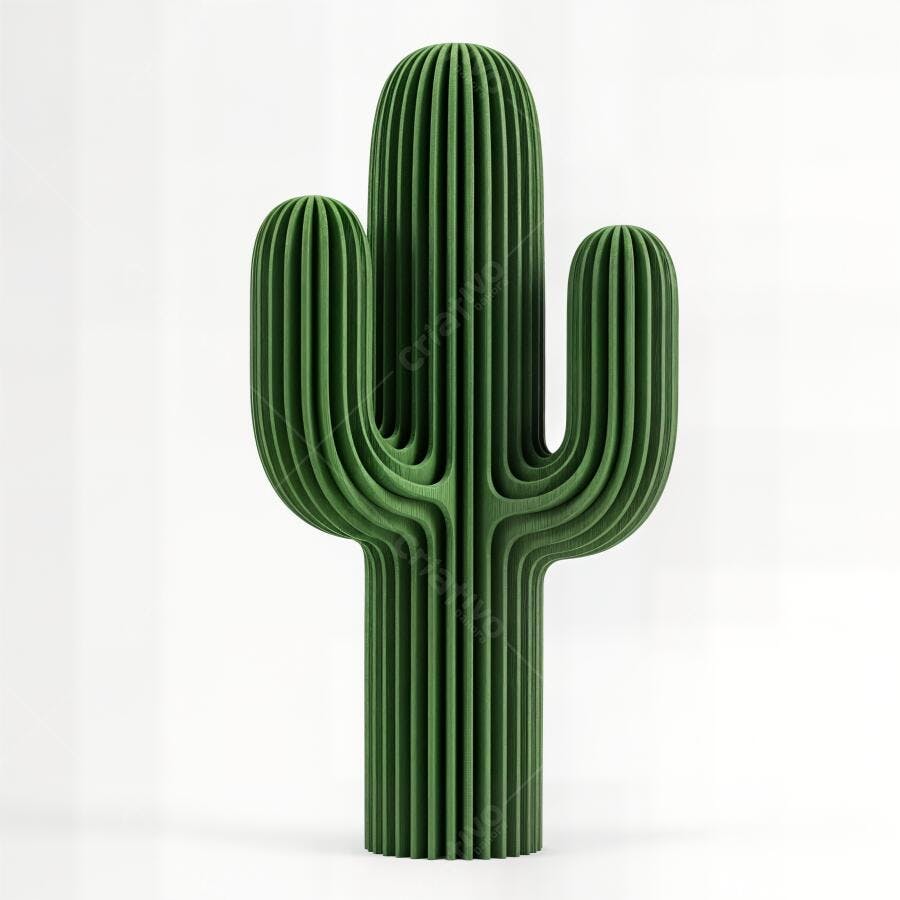 Foto Cacto Verde Estilo Minimalista Fundo Branco Isolado