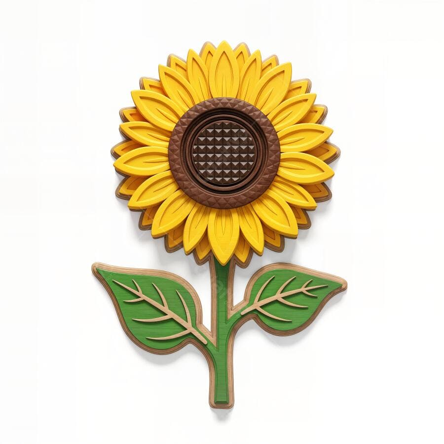 Foto Girassol Amarelo Ilustração 3D Fundo Branco