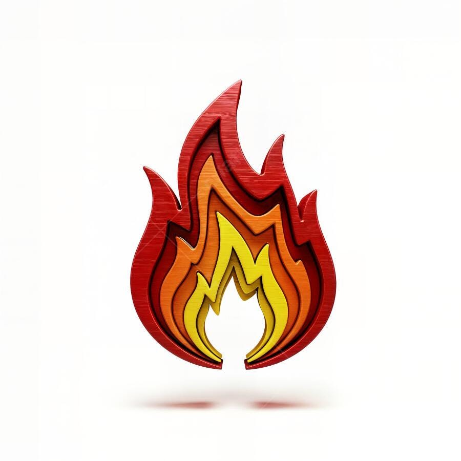 Ícone Chama Fogo 3D Estilizado Vermelho Amarelo