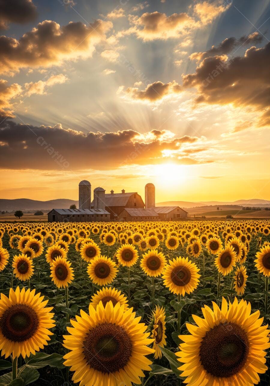 Foto Campo de Girassóis Fazenda Pôr do Sol Dourado