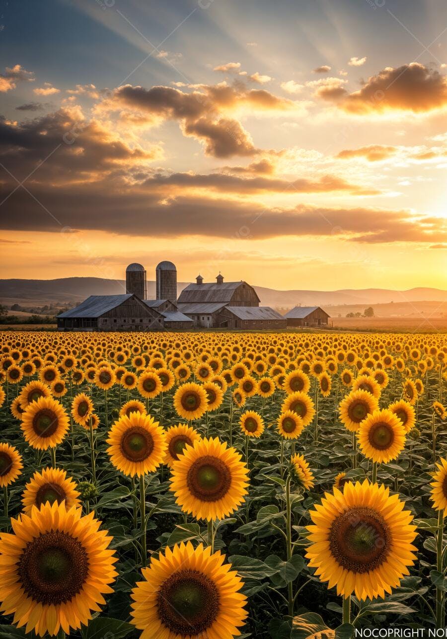 Foto Campo de Girassóis Fazenda Pôr do Sol Dourado