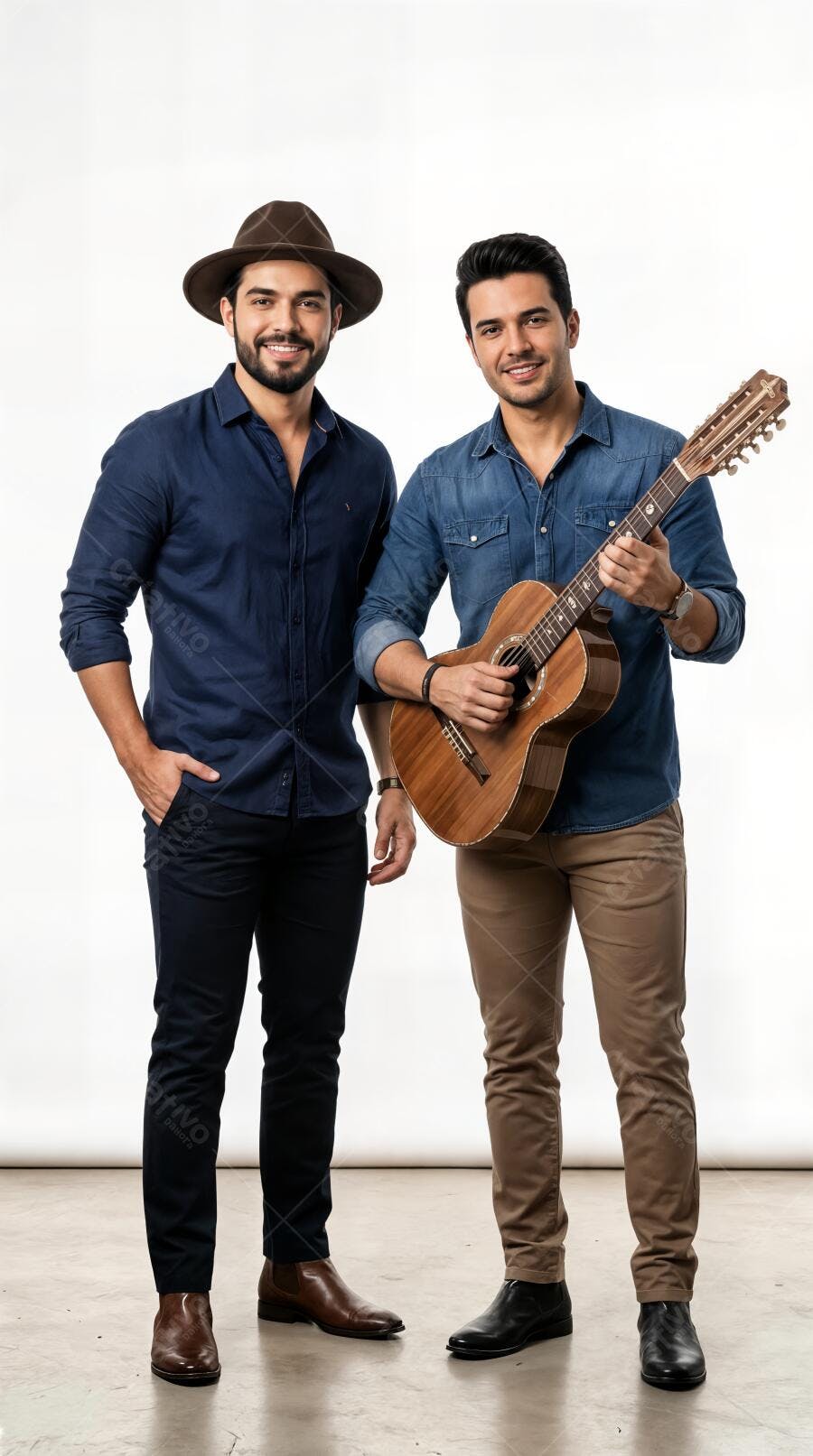 Foto Homens Sorrindo Tocando Violão Música Sertaneja