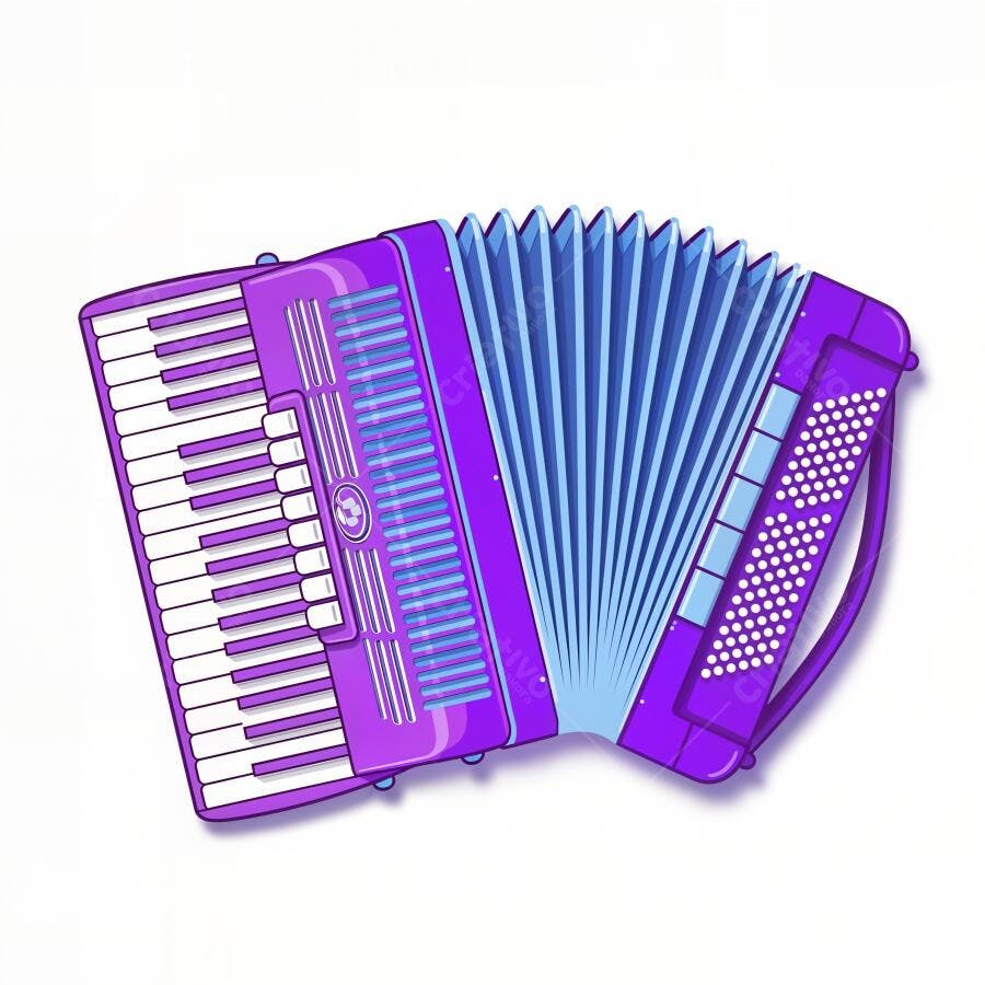 Acordeon Roxo Ilustração Instrumento Musical Fundo Branco