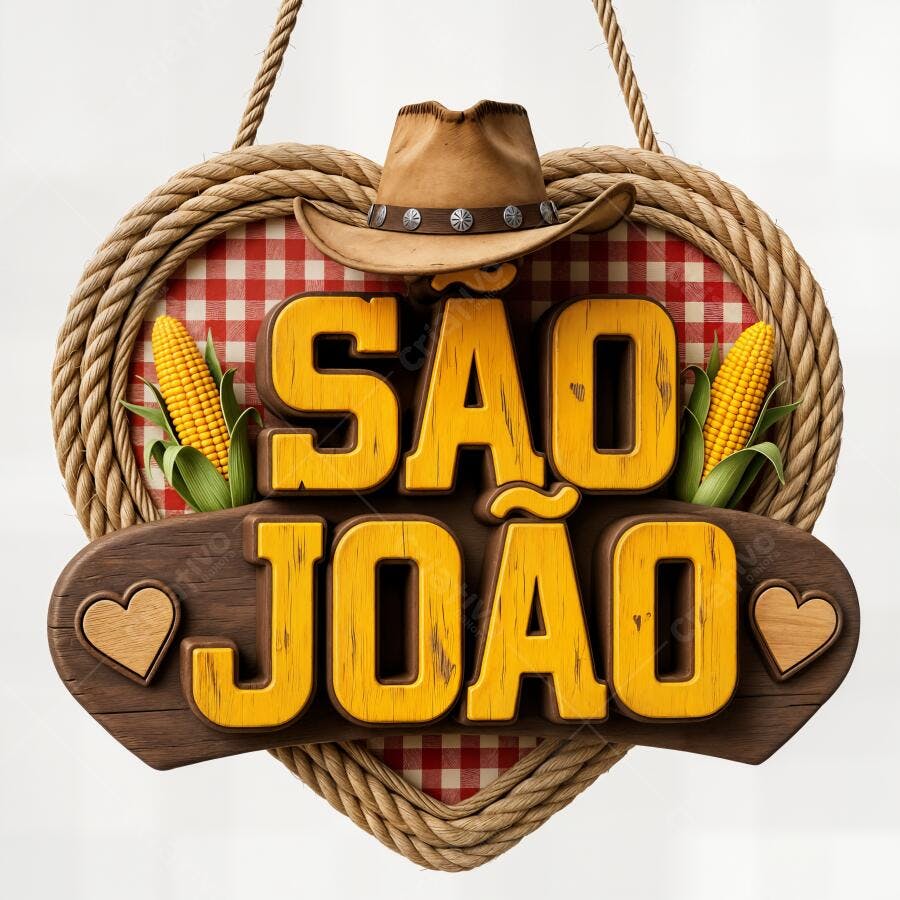 Arte Digital São João Festa Junina Chapéu de Palha Milho