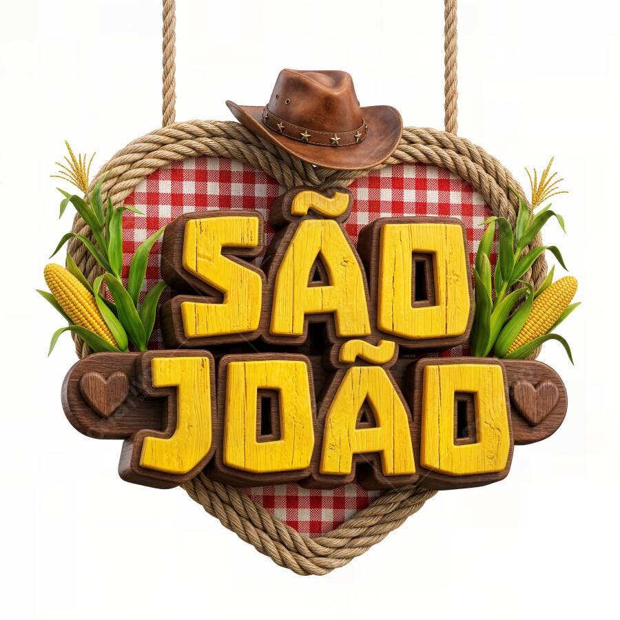 São João 3D Placa Coração Festa Junina Chapéu Milho