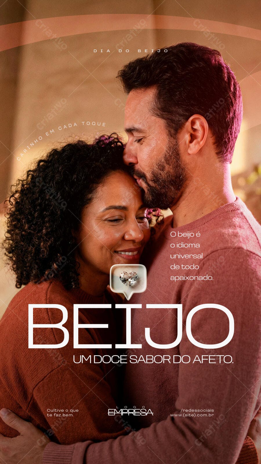 Story Instagram Dia do Beijo Casal Romântico PSD Editável