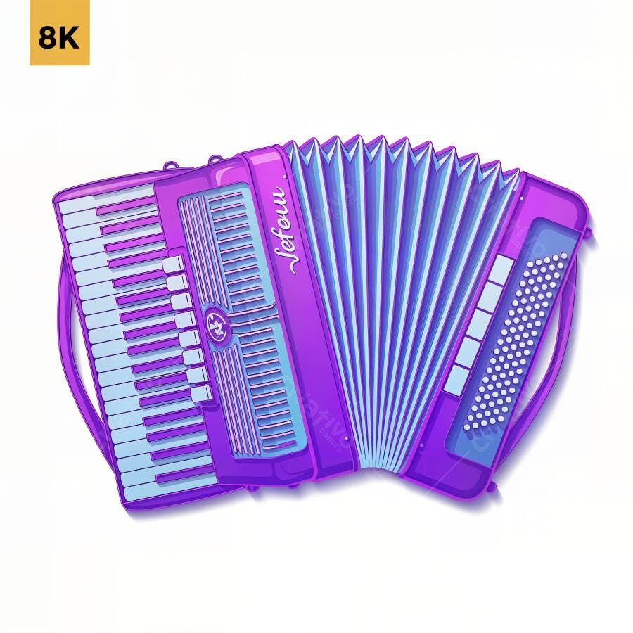 Foto Acordeão Roxo Instrumento Musical Fundo Branco Estúdio