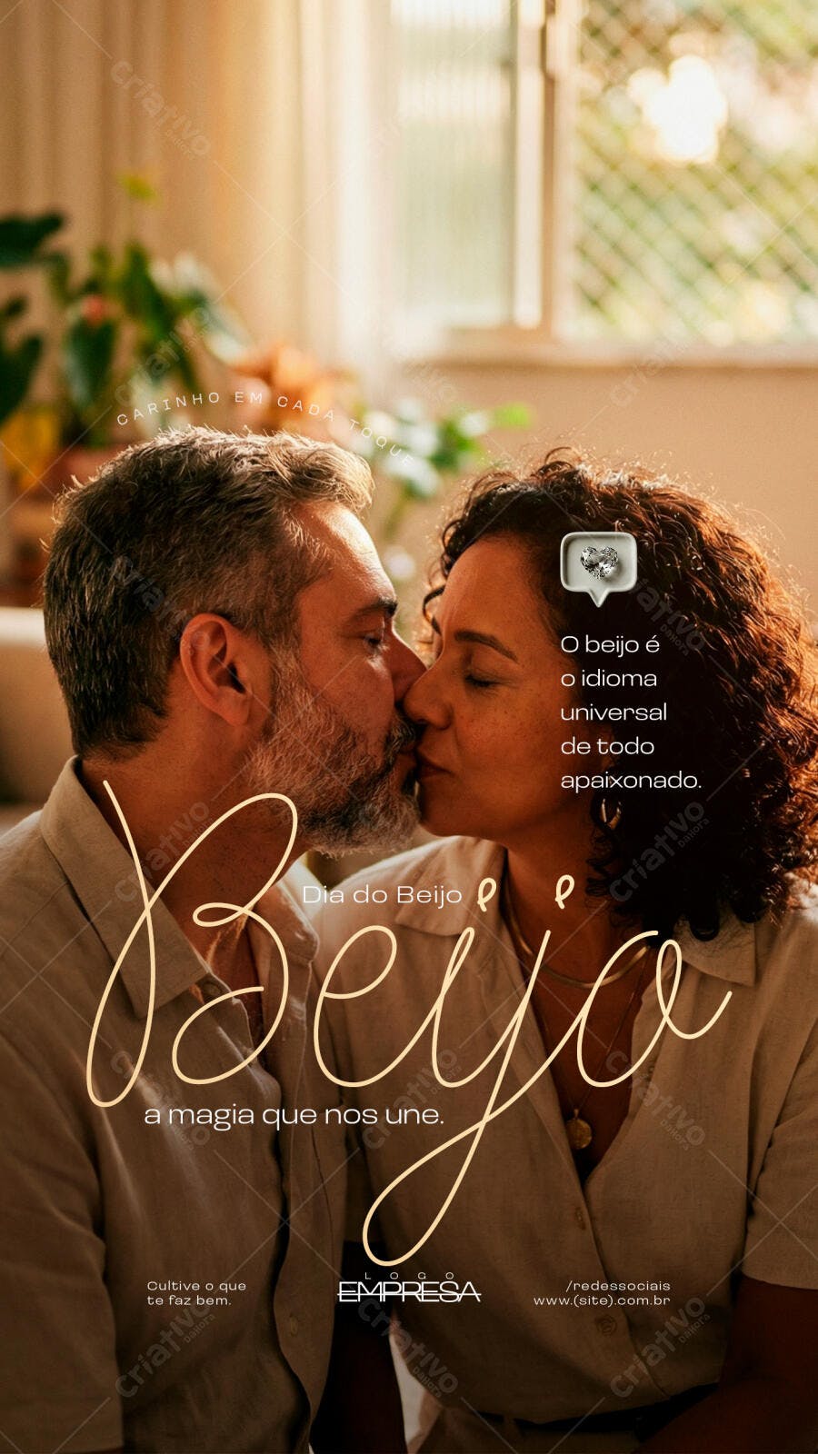 Story Dia do Beijo Casal Apaixonado PSD Editável