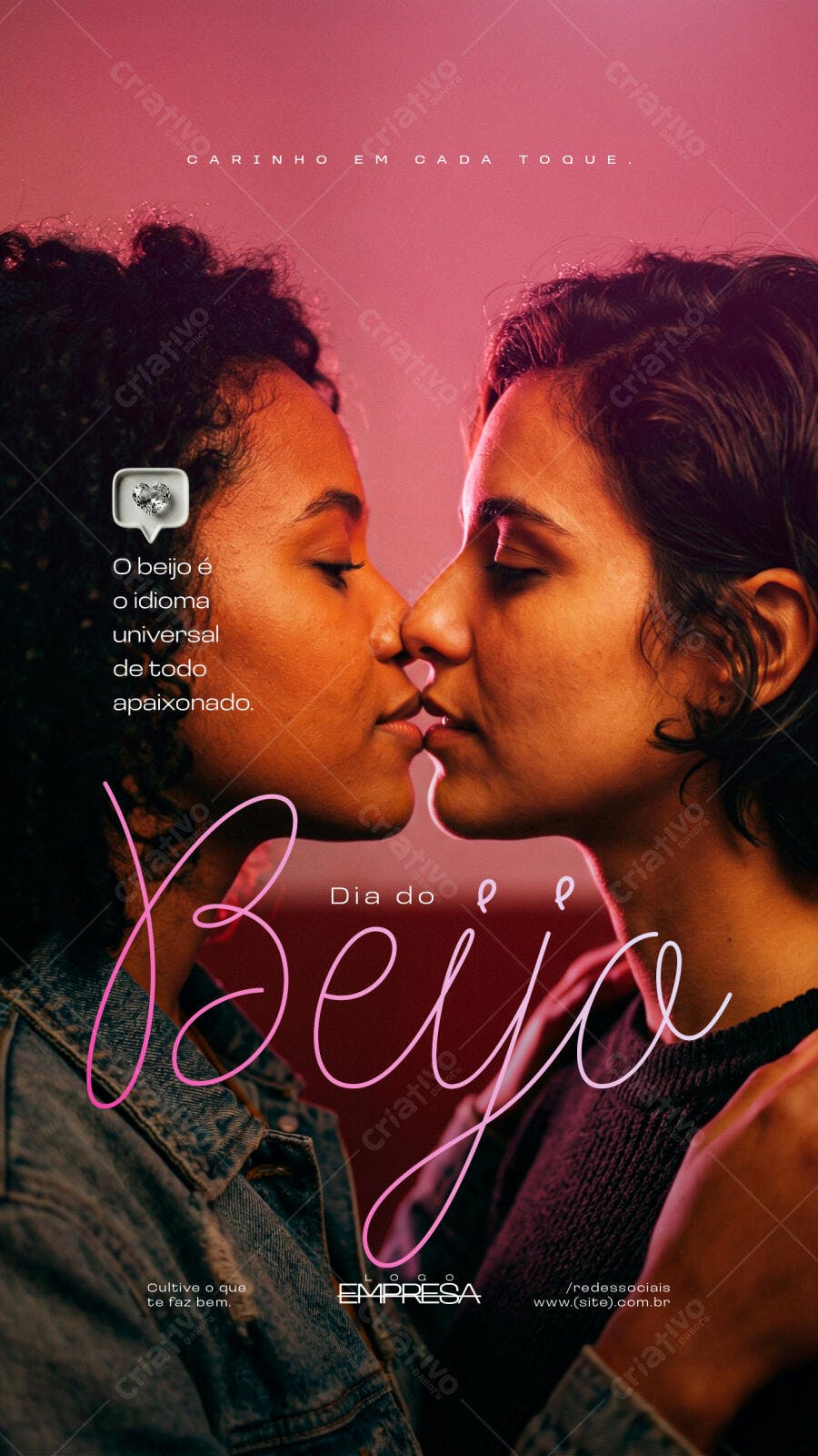 Story Instagram Dia do Beijo Casal Romântico PSD Editável